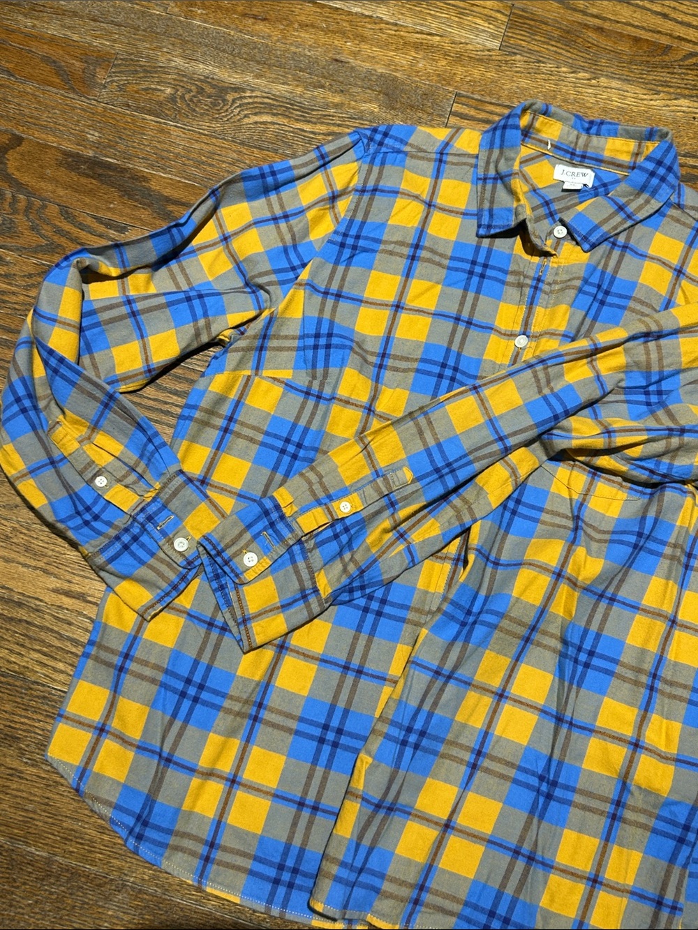 J. Crew Blue and Yellow Plaid Button-Down Shirt - Picture 4 of 6